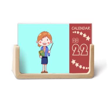 Imagem de Tutor de papel para professores com desenho de animação 2022, calendário de mesa para 12 meses