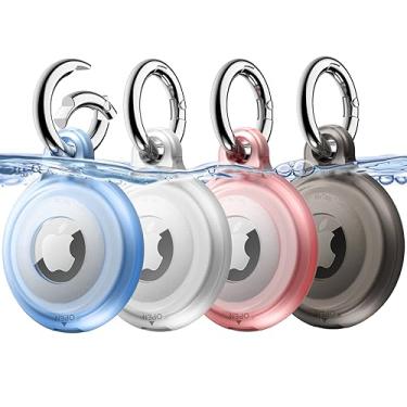 Imagem de JETech Capa à Prova D'água 4 Pack para AirTag com Chaveiro, Case Capinha de Porta Chaves Air Tag Anti-Riscos de Corpo Inteiro para Crianças, Estimação Colarinho, Bolsas (Preto/Claro/Rosa/Azul)