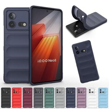 Imagem de HANPINYOU Matte Skin Feel Frosted Anti-fingerprint Super Anti-drop Lens All-inclusive Wireless Charging For vivo iQOO Neo 8 7 SE Pro Racing Back Cover Case Protection Shell (iQOO Neo8 Pro,Gray)