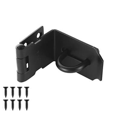 Imagem de JQK Flip Latch, (Extra Grosso 3 mm) Fecho de Porta Trava de Porta de Aço Inoxidável Resistente com Furo de Segurança, 2 Pacotes de Acabamento Escovado, DL130-PB, 1 Pack, Black