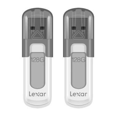Imagem de Lexar Unidade Flash USB 3.0 JumpDrive V100 de 128 GB, pacote com 2, cinza (LJDV100128G-B2HNU)