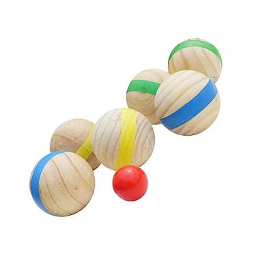 Imagem de GANAZONO 7 Unidades bola de chão brinquedo de madeira fato de treino brinquedos conjunto de madeira bolas rolando bolas interativas Madeira sólida bola esportiva globo de grama