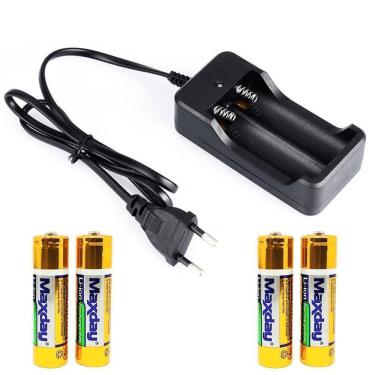 Imagem de Carregador Luatek + 4 Baterias 18650 - 3.7v 12800mAh
