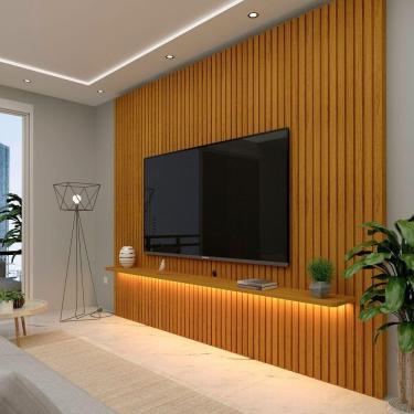 Imagem de Painel Nobre Ripado Com Led Gelius Ripado/naturale