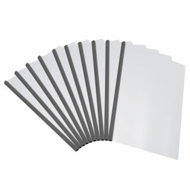 Imagem de PATIKIL Capas de relatório transparentes com barra deslizante, 10 peças de capas de currículo com aderência deslizante de 10 mm, capacidade de 75 folhas, pastas de apresentação A4 para arquivo,