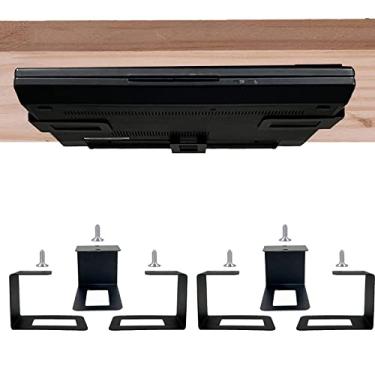 Imagem de Pmsanzay (6) Rack organizador para laptop, suporte com parafusos, prateleira de armazenamento fácil de instalar para teclado, roteadores, modems, leitor de DVD, interruptor de rede, acessórios de mesa