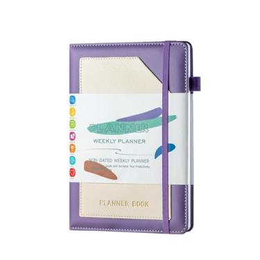 Imagem de Joucien A5 Plano semanal mensal Este Dot Matrix Grid Autodisciplina Encadernação Laptop Agenda Manual de Eficiência Roxo (Livro Único)