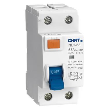 Imagem de Interruptor DR 1P+N 63A/30mA AC 240V NL1-63 Cód. 200312 – Chint