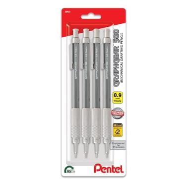 Imagem de Pentel Lapiseira GraphGear 500, (0,9 mm), linha negrita, barril cinza, pacote com 4 (PG529BP4N)