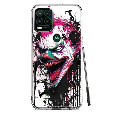 Imagem de MUNDAZE - Capa para Motorola Moto G Stylus 5G 2021 Slim Hybrid À Prova de Choque Capa Rígida TPU Macio Capa Protetora Resistente - Pintura de Rosto de Coringa Malvado Grafite Branco