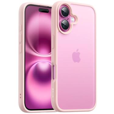 Imagem de JETech Capa Matte para iPhone 16 6,1 Polegadas, Case Proteção Contra Quedas de Nível Militar à Prova de Choque, Capinha Traseira Translúcida Fosca, Anti-Impressão Digital (Rosa Claro)