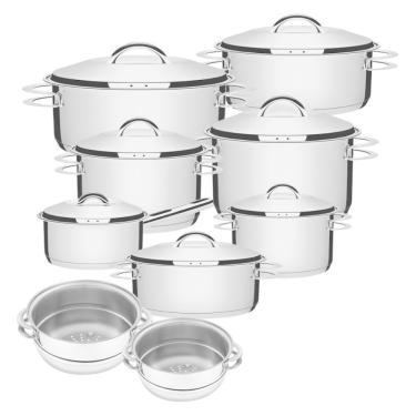 Imagem de Jogo de Panelas Solar 9 Peças em Aço Inox Fundo Triplo Tramontina
