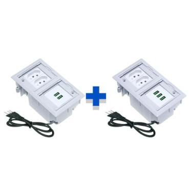 Imagem de Kit Caixas De Tomadas 4 Blocos 2 Tom 10A 2USB e 3 USB 5.2A - CONNECT C