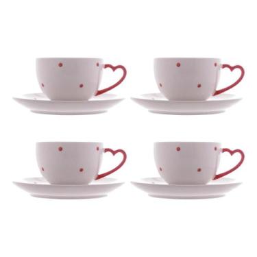 Imagem de Conjunto 4 Xícaras Para Chá Wolff Petit Pois De Porcelana Pires 200ml