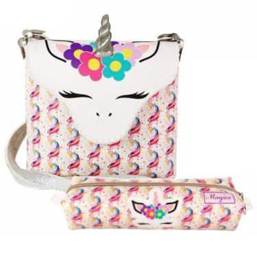 Imagem de Kit Infantil Bolsa e Estojo Unicórnio Feliz, Magicc Bolsas