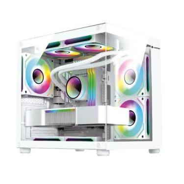 Imagem de Gabinete Gamer Hayom Gb1797 Com 4 Fans Rgb Com Vidro Branco
