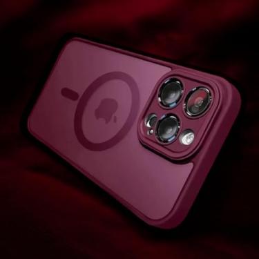 Imagem de Capinhas de celular Matte translúcida, magnética para iPhones 14, 15 e 16, Pro & Pro Max (Vermelho, iPhone 15 Pro Max)