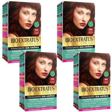 Imagem de Kit 4 Tonalizante Bio Extratus 466 Castanho Médio Vermelho Intenso Tec