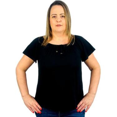 Imagem de Blusa Feminina Ciganinha Manga Curta Lisa - Coalizão Fashion, Preto, m