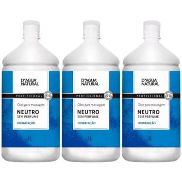 Imagem de Kit 3 Potes Óleo de Massagem Corporal Dagua Natural Neutro 1L Sem Perf