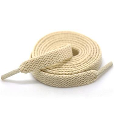 Imagem de CIDOKAT Cadarços planos grossos pretos e brancos para tênis cordas de sapatos crianças adultos (1 par), Bege, 55"/140cm