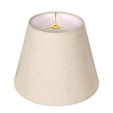 Imagem de Abajur pequeno, ALUCSET Abajur de tecido de barril para luminária de mesa e luz de chão, 15 x 25 x 19 cm, linho natural feito à mão, aranha (branco bege com fio de seda prateado)