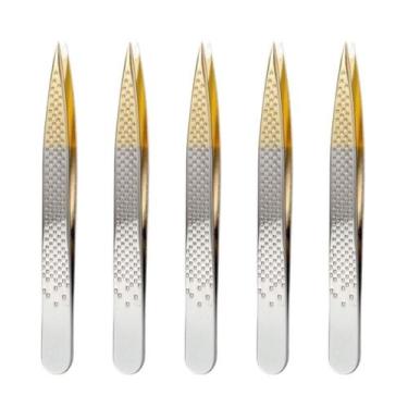 Imagem de Kit Belliz Enox Pinça Silver Gold Ponta Fina Ref. 1702 C/5 - BELLIZ CO