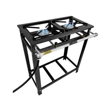 Imagem de Fogão Alta Pressão Industrial 2 Bocas 30x30 Caulim Premium À Gás - LUD