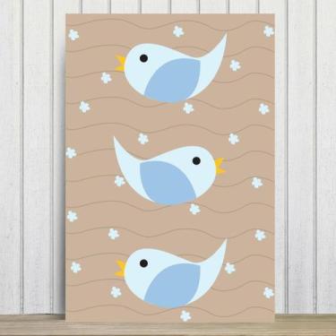 Imagem de Placa Decorativa Infantil Coruja Baby Azul Passarinhos 20x30 - Quartin