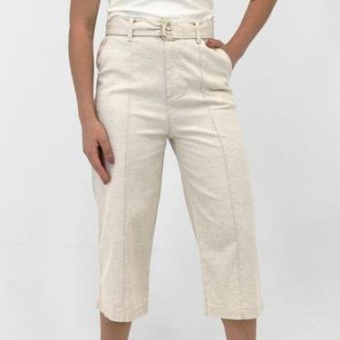 Imagem de Calça Tanise Pantacourt em Tecido com Cinto Feminina-Feminino