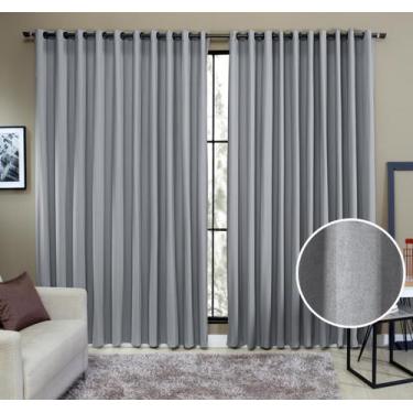 Imagem de Cortina Tecido Rustico 6,00M x 2,60M Semi Blackout Cinza - Ibitinga De