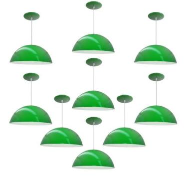 Imagem de Kit 9 Luminária Pendente Meia Lua 34cm Com Interior Branco Brilho Com 