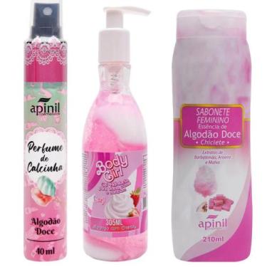 Imagem de Kit Body Girl + Sabonete Íntimo + Perfume de Calcinha Algodão Doce - G