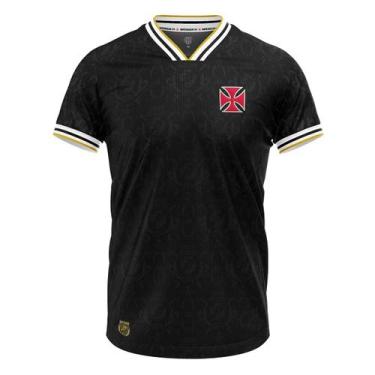 Imagem de Camisa Vasco Retrô Mania 1974 Jacquard - Masculina, M, Preto