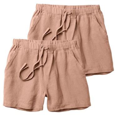Imagem de Kit 2 Short de Linho Premium Bermuda Masculina Moda Praia Luxo - RELAX