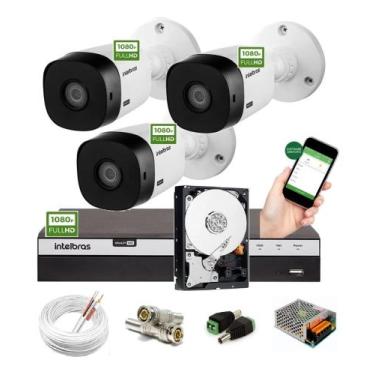 Imagem de Kit Intelbras 3 Cam 1220b Ir 20m Fullhd Dvr Mhdx 3104 C/ Hd
