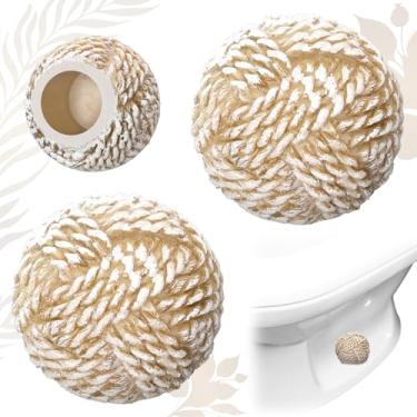 Imagem de Wonderjune Pacote com 2 tampas de parafuso de vaso sanitário decorativas tampas de cerâmica bonito tampa de parafuso de vaso sanitário decoração de banheiro acessórios temáticos divertidos peças de