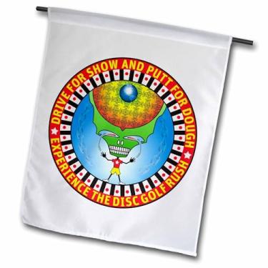 Imagem de 3dRose fl_19450_1 Bandeira de jardim, 30 x 45 cm, Experimente o design de golfe com disco Frisbee divertido do esqueleto com visão