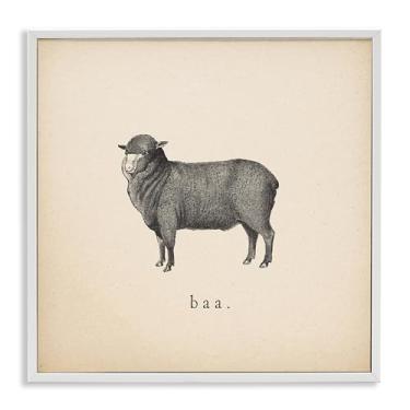 Imagem de Stupell Industries Baa Farm Sheep Sounds Framed Giclee Wall Art Design por Wild Apple Portfolio, moldura branca, 61 x 61 cm