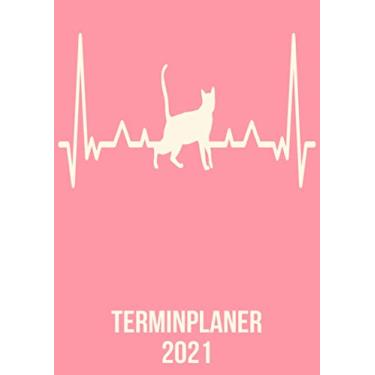 Imagem de Terminplaner 2021: Wochenplaner zum notieren, organisieren und planen DIN A4. Kalender/Terminkalender/Monats- / Tagesübersicht/Kontakt- / ... kater kitten ecg ekg heartbeat herzschlag