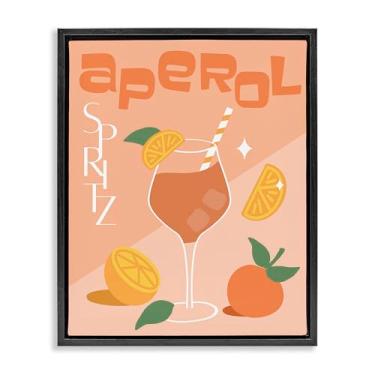 Imagem de Stupell Industries Aperol Spritz Typography Framed Floater Canvas Wall Art Design por Anna Quach, Moldura flutuante preta, 43 x 53 cm