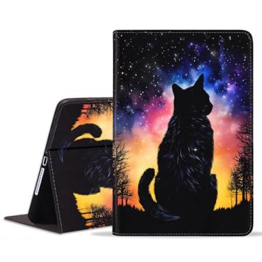 Imagem de stmedazm Capa para Samsung Galaxy Tab S10 Plus (2024)/S9 Plus/S9 FE Plus 5G 12,4 polegadas (2023), capa dobrável de couro sintético premium com suporte para despertar/hibernar automaticamente - gato