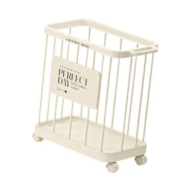 Imagem de IEUDNS Cesto de roupa suja com rodas, carrinho de roupas com rodinhas, organizador de cestos para família, vários cenários, dormitório, casa, Branco