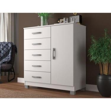 Imagem de Cômoda Sapateira 1 Porta 5 Gavetas Zurique com Pés - Evidência Móveis