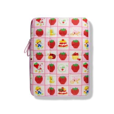 Imagem de Sonix x Morango Shortcake | Capa para laptop inchada | 15-16 polegadas, capa acolchoada para laptop, capa para computador | Bolo de morango quadriculado