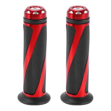 Imagem de Motoforti Capa universal para guidão de motocicleta de liga de alumínio de borracha para motocicleta, scooter, bicicleta, quadriciclo, preto, vermelho, 1 par