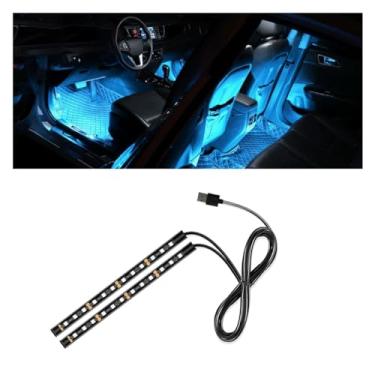 Imagem de Fita de LED universal para carro, porta USB, lâmpada decorativa de interior automotivo, luz noturna ambiente sob o painel, 24 LEDs RGB neon para atmosfera interna, luzes LED ambiente para SUV de carro
