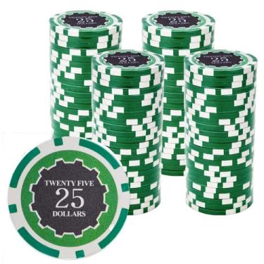 Imagem de Gamers Lounge Fichas de pôquer Eclipse 14 gramas (pacote com 100) - Composto de argila pesada ($25 verde)