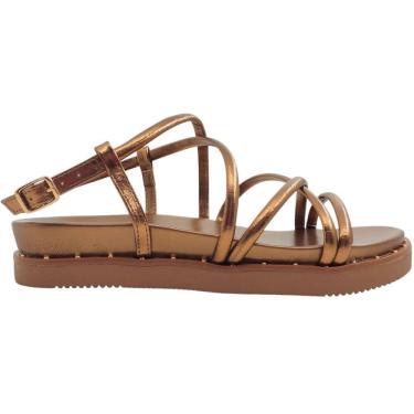 Imagem de Sandália Feminina Papete Flatform Casual Dia a Dia Passeio Trabalho Metalizada Conforto Via Marte 169-004