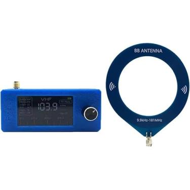 Imagem de Rádio DSP portátil | tela IPS de 4,9 polegadas | USB/LSB/AM/FM de 0,5 a 108 MHz | Bateria de mais de 10 horas | PETG 3D robusto para acampamento, caminhadas, viagens (antena de circuito azul)